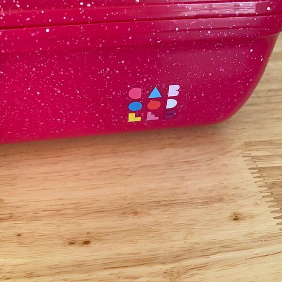 Caboodle Pink Glitter Make-Up Jewelry Art Organizer Box Container 2 Tier Mirror - Picture 5 of 7